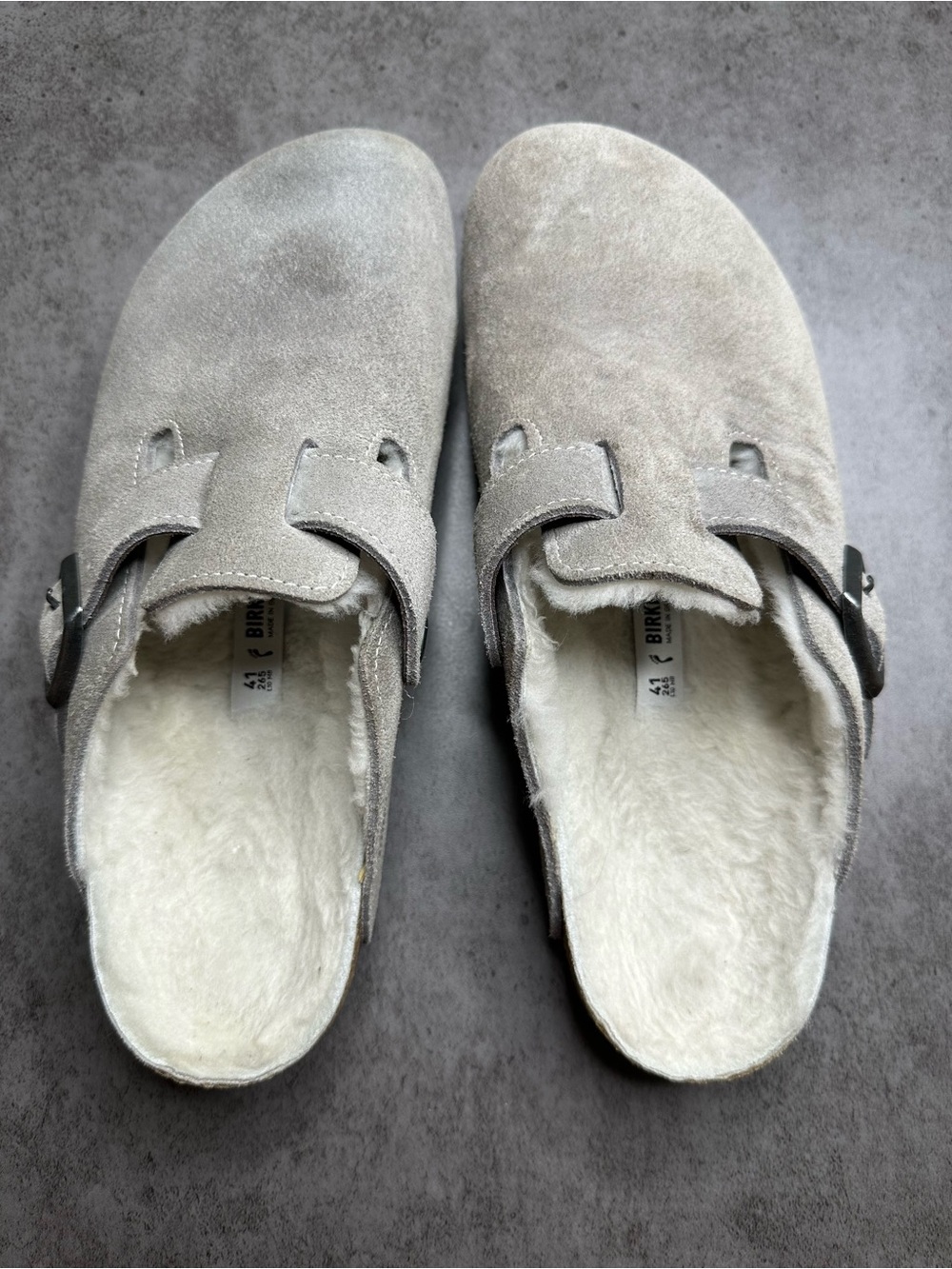 Birkenstock Boston Shearling Suede Clogs Size 41
